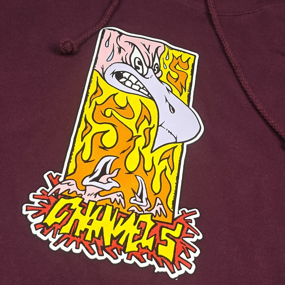 Channel 5 Hoodie Mens Large Red Maroon Graphic Journalism Fire Birds